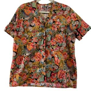 Hilo Hattie Hawaiian Short Sleeve Button Down‎ Top Sz Medium